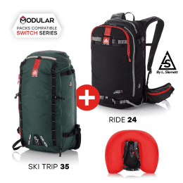 ARVA Airbagrucksack Ride 24 SkiTrip 35 Switch Airbag Bundle green/anthracite