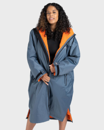 dryrobe Advance Poncho Long Sleeve Dark Grey Orange