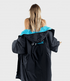 dryrobe Advance Poncho Short Sleeve Black Blue