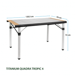 Brunner Quadra Tropic Adjustar 4 Klapptisch bis 30kg Aluminium 120 x 70 cm