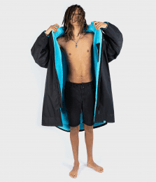 dryrobe Advance Poncho Long Sleeve Black Blue