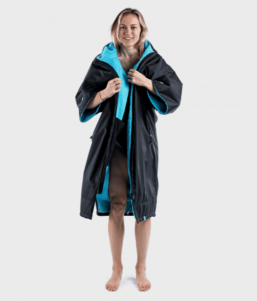 dryrobe Advance Poncho Short Sleeve Black Blue