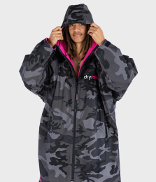 dryrobe Advance Poncho Long Sleeve Black Camo Pink