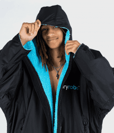 dryrobe Advance Poncho Long Sleeve Black Blue