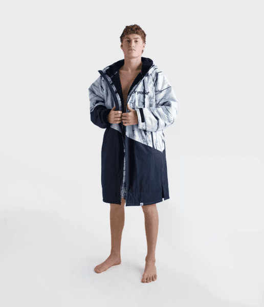 DRYROBE Advance Long Sleeve Batik Blau – wasserdichter Unisex Outdoor-Umkleidemantel