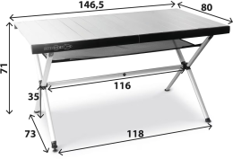 Brunner Accelerate Compack 6 Rolltisch 146,5 x 80cm silber
