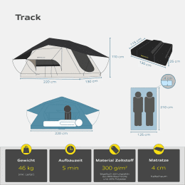 Horntools Dachzelt Dachzelt Track 130 cm / Ohne Vorzelt