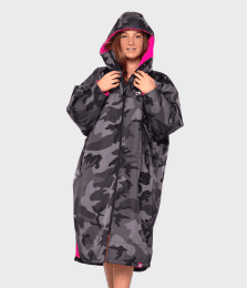 dryrobe Advance Poncho Long Sleeve Black Camo Pink