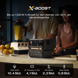 EcoFlow Powerstation River 3 Max mit Zusatzakku 600 W (X-Boost 1200 W)
