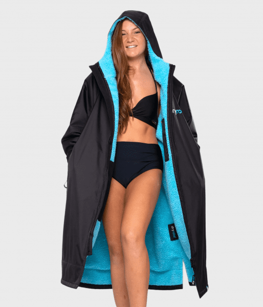 dryrobe Advance Poncho Long Sleeve Black Blue