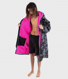 dryrobe Advance Poncho Long Sleeve Black Camo Pink