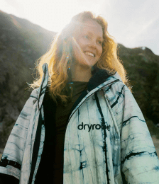 DRYROBE Advance Long Sleeve Batik Blau – wasserdichter Unisex Outdoor-Umkleidemantel