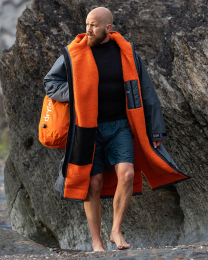 dryrobe Advance Poncho Long Sleeve Dark Grey Orange